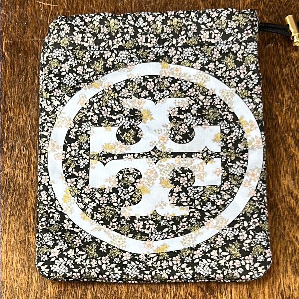 Tory Burch Floral Print Drawstring Dust Bag Gold Hardware‎ Accents